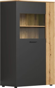 Niska witryna szklana grafit + dąb evok D6-B43