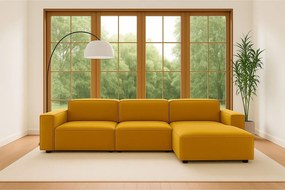 Narożnik w kształcie L Cursal, tkanina Salvador, Żółty, Prawy