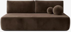 Sofa z Funkcją Spania ARVETO Brązowa Welurowa Nowoczesna