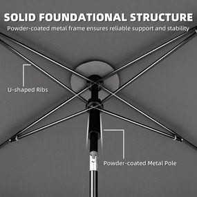 Outsunny Prostokątny parasol balkonowy z 3-stopniowym nachyleniem, korbowy parasol plażowy z 8 rozpórkami, 183x122x222 cm, ciemnoszary | Aosom PL