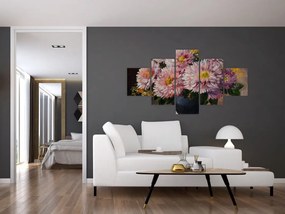 Obraz - Obraz olejny, Kwiaty w wazonie (125x70 cm)