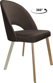 Krzesło Polo tkanina Welur noga metalowa krzesło tapicerowane do jadalni : Kolor nogi - Złota profil, Kolor tkaniny - VELVET - MG05, Typ siedziska - Siedzisko obrotowe 360°