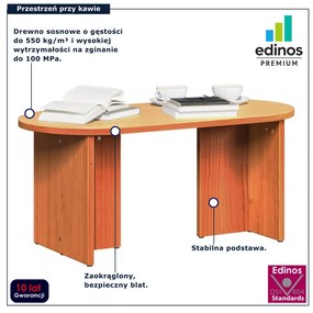 Brązowy drewniany stolik kawowy owalny woskowy brąz N3-E11