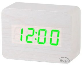 Zegar budzik drewniany led elektroniczny cyfrowy stojący - termometr + data
