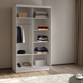 Szafa Przesuwna LAMELLO 120 cm z Lustrem Szafa Dwudrzwiowa Biała