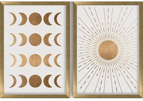 Obrazy zestaw 2 szt. 38x53 cm Moon &amp; Sun – Wallity