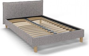 Szare tapicerowane łóżko dwuosobowe ze stelażem 140x200 cm Tina – Ropez