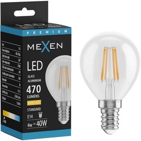 Mexen Vintis żarówka filament LED E14, G45, 4W, Ciepła - 2700K, 470 lm, clear - L156-E14-0427-00