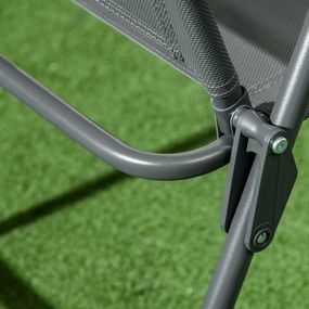 Outsunny Zestaw bistro 3-częściowy z metalu Odporny na warunki pogodowe Zestaw mebli ogrodowych ze składanym stolikiem i krzesłami Ciemnoszary