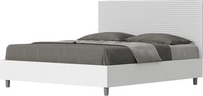 Łóżko wyposażone w stelaż z listwami 160x190 konstrukcja Frassino biała zagłówek sztucznej skóry Biały Level