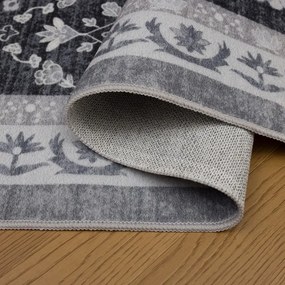 Dywan vintage INKA Floral z Efektem Postarzenia Czarno-Szary 200 cm x 290 cm