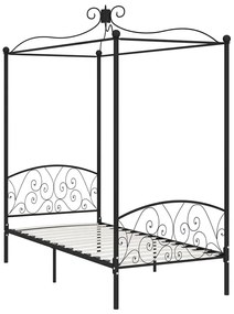 Czarne rustykalne łóżko z baldachimem 100x200 cm - Ifrexi