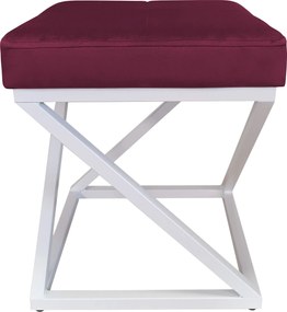 Pufa ZOA tkanina Welur loft ławka podnóżek metal : Kolor Stelaża - Biały, Kolor tkaniny - VELVET - MG02, Typ tkaniny - Velvet
