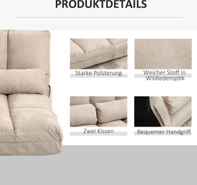 HOMCOM Sofa i Łóżko 2 w 1, Regulowane Oparcie, 102 x 73 x 60 cm, Beżowa