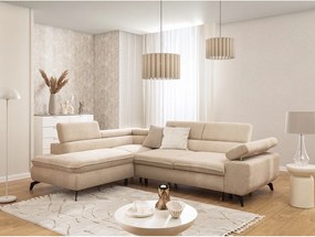 Beżowy narożnik z tkaniny szenilowej (lewostronny/w kształcie litery L) Marbeya – Ropez