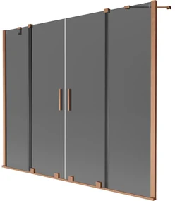 Mexen Velar Duo parawan nawannowy 2-skrzydłowy rozsuwany 180 x 150 cm, grafit, miedź szczotkowana - 896-180-000-42-65