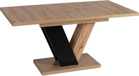 Zestaw Stół Prostokątny Rozkładany CLARK 120-160 cm Dąb Artisan/Czarny i 4 Krzesła Tapicerowane PERU Beżowe Welurowe