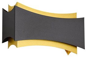 Nowoczesna lampa ścienna czarna ze złotem - Plats