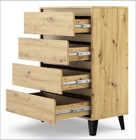 Komoda z 4 szufladami w stylu scandi dąb artisan - Bilgo 5X