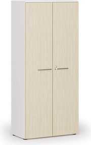 Szafa biurowa z drzwiami PRIMO WHITE, 800 x 420 x 1781 mm, biały/brzoza
