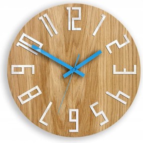 Zegar na ścianę nowoczesny drewniany z dużymi cyframi okrągły cichy loft