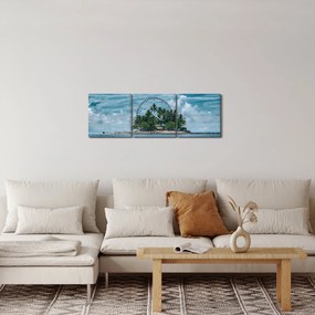 Obraz - wyspa na morzu (z zegarem) (90x30 cm)