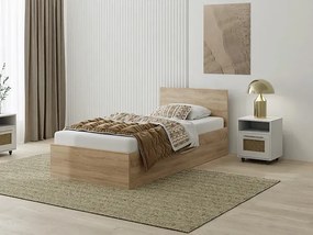 Łóżko Z Zagłówkiem I Materacem Dąb Sonoma 90X200 W7-T26