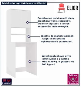 Biała obudowa z szafką na pralkę do łazienki B5-B23
