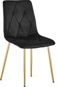 Czarne krzesło do kuchni LIBRA aksamitne ze złotymi nogami
