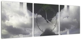 Obraz - Góry na Islandii, geometryczny kolaż (z zegarem) (90x30 cm)