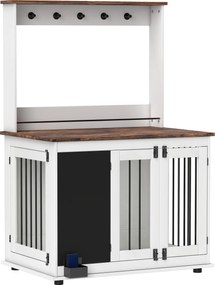 PawHut Buda dla Psów z Półką na Zabawki, Haczykami na Smycze, Tablicą, Gumką, dla Dużych Psów, Biały