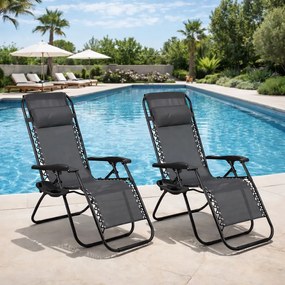 Zestaw 2 składanych leżaków ogrodowych Malibu TDC2502, kolor szary