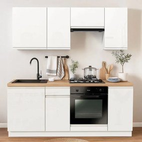 Zestaw Mebli Kuchennych MODERN 200 cm Biały Połysk Nowoczesny