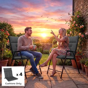 Outsunny 4-częściowy zestaw poduszek wodoodporny, antypoślizgowy, z paskami, na taras i ogród, 111,5 x 53 x 8 cm, ciemnoszary | Aosom PL