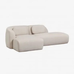 Sofa Modułowy Z Lewym Szezlongiem, 2-częściowy Z Prawym Szezlongiem, Tapicerowany Tkaniną Chenille Coquette Szenila Kremowy Beż - Sklum