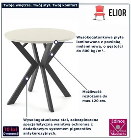 Okrągły kaszmirowy stół rozkładany z czarnymi nogami  B4-N69