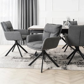 Krzesło Tapicerowane Obrotowe do Salonu PAUL Ciemnoszare Nowoczesne