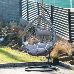 Szare wiszące krzesło NORVIA ze stojakiem