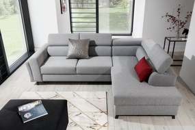Narożnik z funkcją spania KAIROS VELVET szary prawy ELTAP