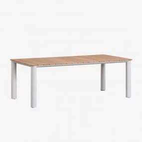Prostokątny Stół Ogrodowy 220x100 Cm Z Aluminium I Drewna Tekowego Sirka Gardenia Biel - Sklum