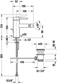 Duravit Circle jednouchwytowa bateria bidetowaChrom