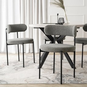 Krzesło Tapicerowane do Salonu TULSA Szare Boucle Nowoczesne