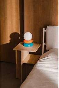 Morska/pomarańczowa lampa stołowa z litego drewna ze szklanym kloszem (wysokość 24 cm) Otem – noo.ma