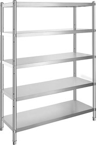 Półka Kuchenna, SucceBuy 48x18,5 cala 5-poziomowa Jednostka Regałowa ze Stali Nierdzewnej, Regulowane Półki do Przechowywania