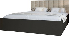 Czarne łóżko podwójne z zagłówkiem boucle 160x200 W2-B04