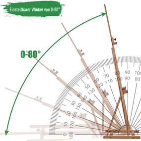 Vinsetto Sztaluga z drewna bukowego Regulacja wysokości i kąta Praktyczny schowek Naturalny 53x50,5x171-230cm | Aosom PL