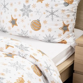 4Home Flanelowa pościel Golden Xmas Night, 220 x200 cm, 2 szt. 70 x 90 cm, 220 x 200 cm, 2 szt. 70 x 90 cm