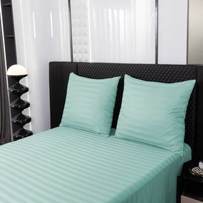 PrzytulneMieszkanie.pl PrzytulneMieszkanie.pl Hotelowa pościel z mikrofibry JASMINE miętowa - pasek 2 cm, hotelowa kieszeń Rozmiar pościeli: 2 szt 70 x 90 cm | 200 x 220 cm