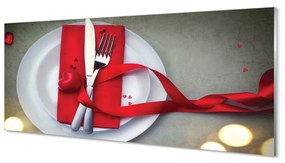 Szklany Panel Serce kolacja światła