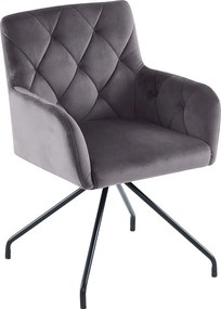 Zestaw 4 tapicerowanych krzeseł z weluru z metalowymi nogami - Szary